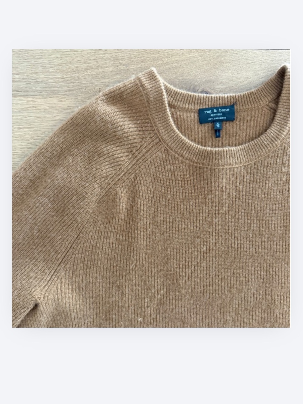 Rag & Bone 100% Cashmere Crewneck Sweater Camel Brown XL | $608 Retail - Picture 5 of 5